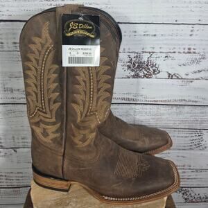 J. B. Dillow Reserve Western Cowboy Boots Brown Leather Men's Size 9D Distressed